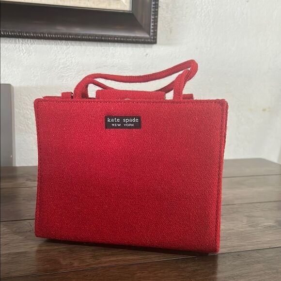 Kate Spade Red Suede Mini Bag – Zebra Print Lining – Magnetic Closure – 8x5.25” - Picture 1 of 7